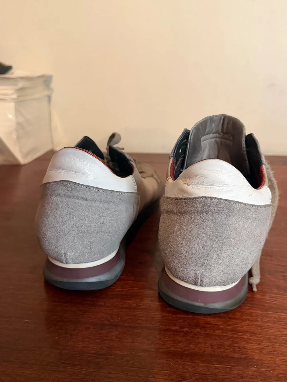 Philippe Model Gray Suede Leather & Mesh Sneakers